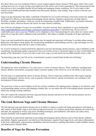Yoga: Your Secret Weapon Against Chronic Diseases