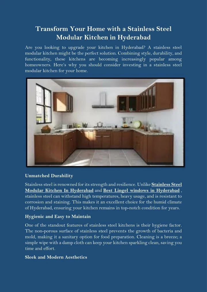 PPT - Transform Your Home with a Stainless Steel Modular Kitchen in ...