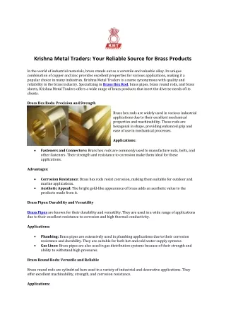 krishna metal traders your reliable source