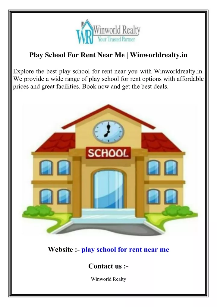 play school for rent near me winworldrealty in