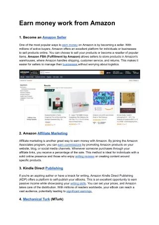 Earn money work from Amazon