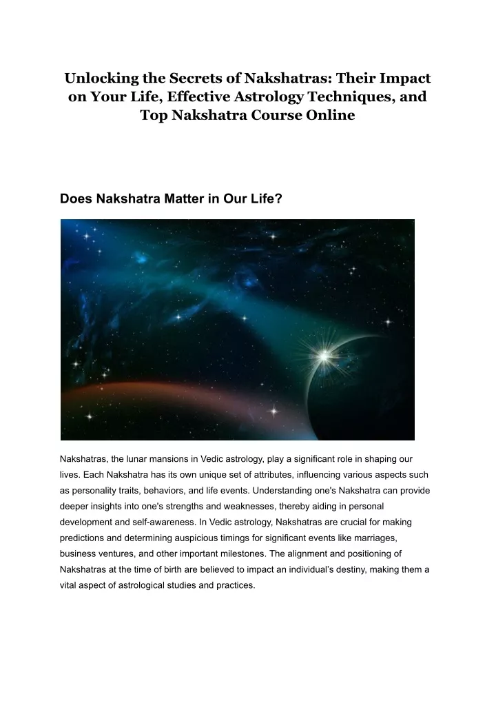 unlocking the secrets of nakshatras their impact