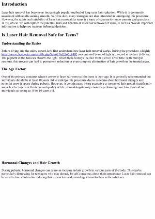Is Laser Hair Removal Safe for Teens? Here's What You Need to Know