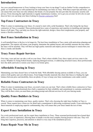Essential Tips for Maintaining Your Fence in Tracy