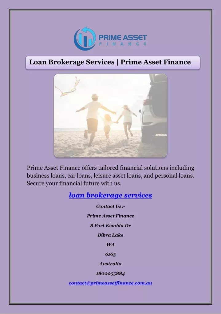 loan brokerage services prime asset finance