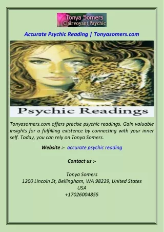 Accurate Psychic Reading  Tonyasomers.com