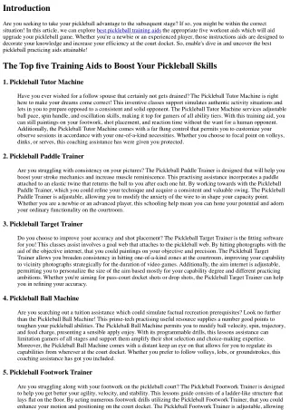 The Best five Training Aids to Enhance Your Pickleball Skills