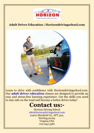 Adult Driver Education  Horizondrivingschool.com