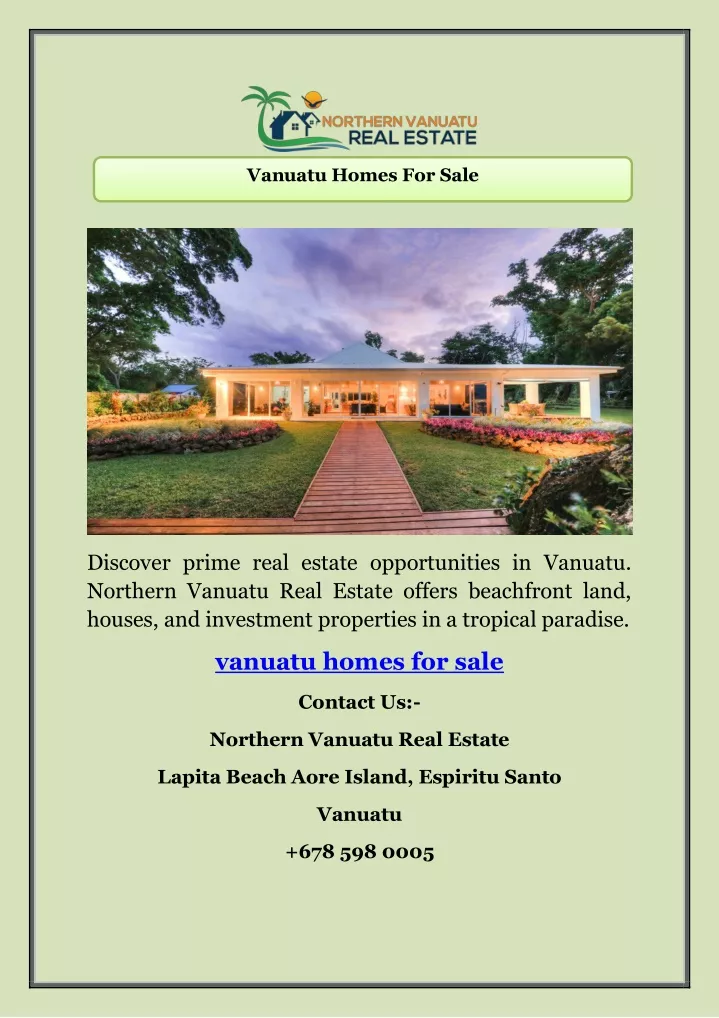 vanuatu homes for sale