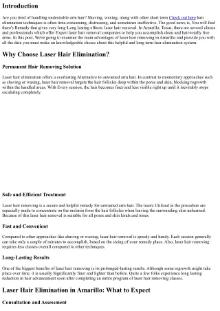 Get Rid of Undesirable Arm Hair with Laser Hair Elimination in Amarillo