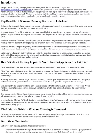 Window Cleansing Techniques for Lakeland Condominium Dwellers