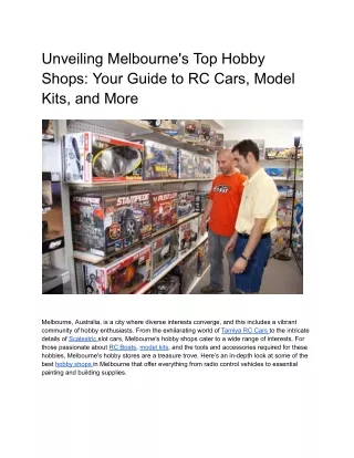 Unveiling Melbourne's Top Hobby Shops_ Your Guide to RC Cars, Model Kits, and More