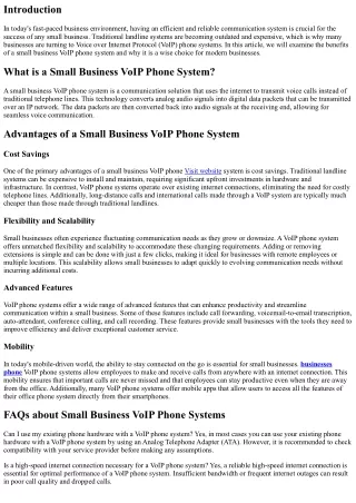 Examining the Benefits of a Small Business VoIP Phone System