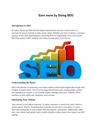 Earn more by Doing SEO