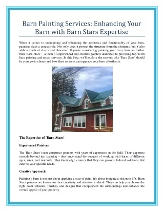 Barn Painting Services Enhancing Your Barn with Barn Stars Expertise