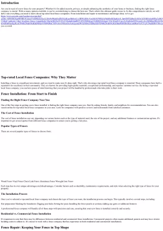 Top-rated Local Fence Companies: Your Ultimate Guide