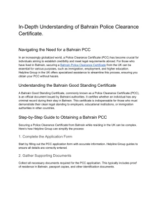 In-Depth Understanding of Bahrain Police Clearance Certificate