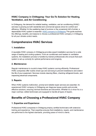 HVAC company in Chittagong