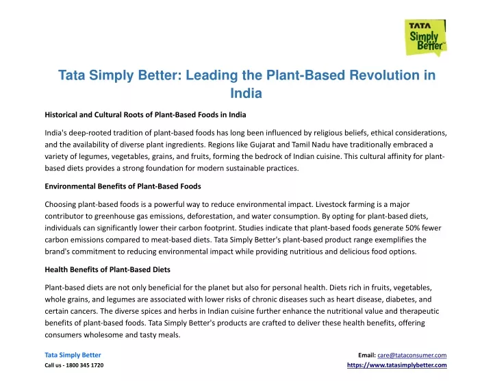 tata simply better leading the plant based