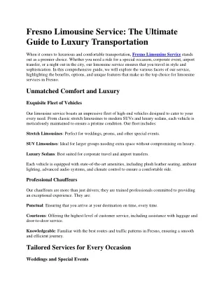 Fresno Limousine Service The Ultimate Guide to Luxury Transportation