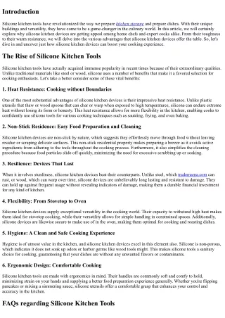 Why Silicone Kitchen Devices are a Game-Changer in the Culinary Globe