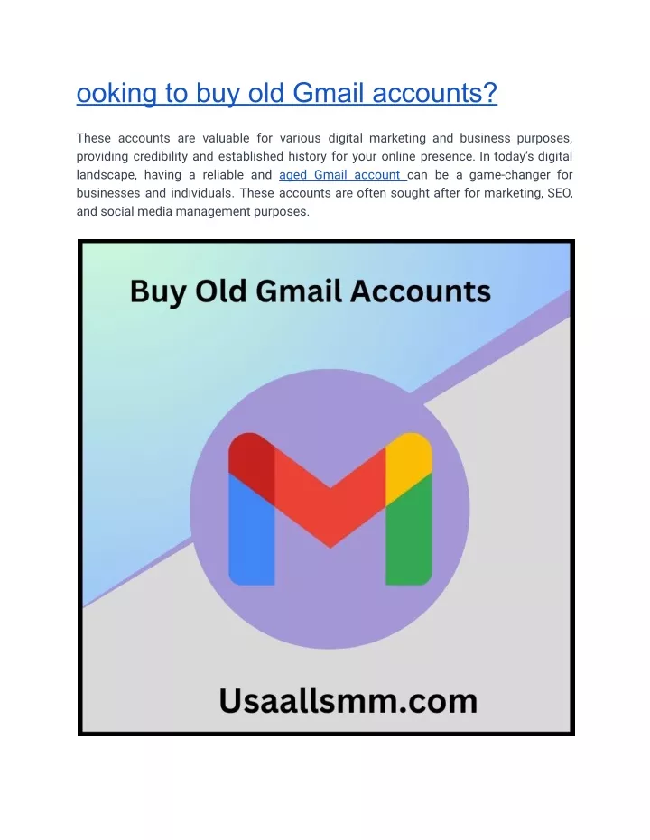 PPT - 5 Best Sites To Buy Gmail Accounts In Bulk (PVA & Aged ...