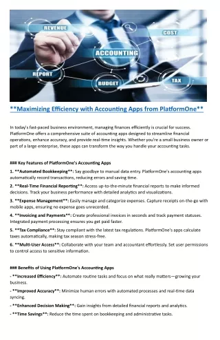 **Maximizing Efficiency with Accounting Apps from PlatformOne**