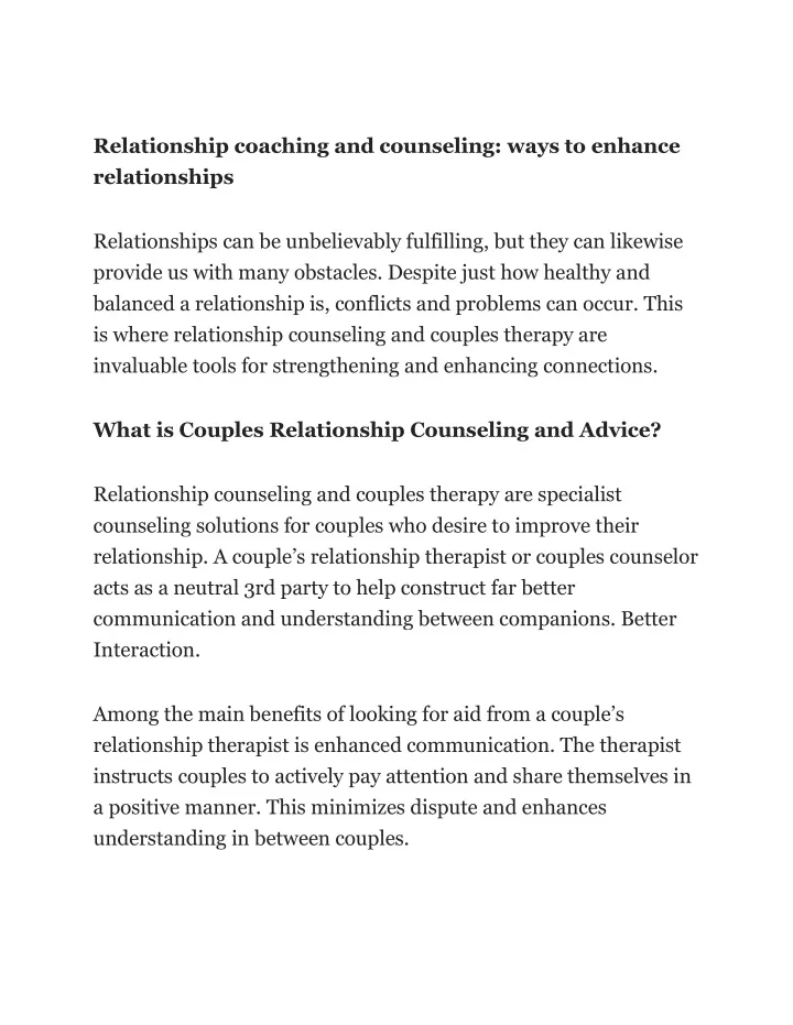 relationship coaching and counseling ways