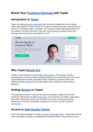 Boost Your Freelance Earnings with Toptal