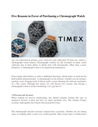 five reasons in favor of purchasing a chronograph