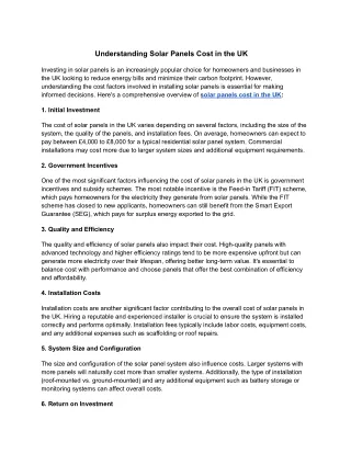 understanding solar panels cost in the uk