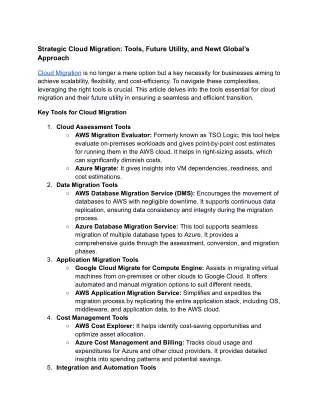 Strategic Cloud Migration_ Tools, Future Utility, and Newt Global’s Approach
