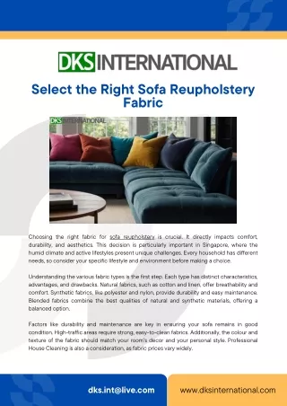 Select the Right Sofa Reupholstery Fabric