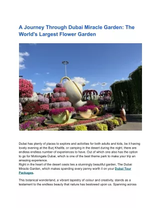 A Journey Through Dubai Miracle Garden: The World's Largest Flower Garden