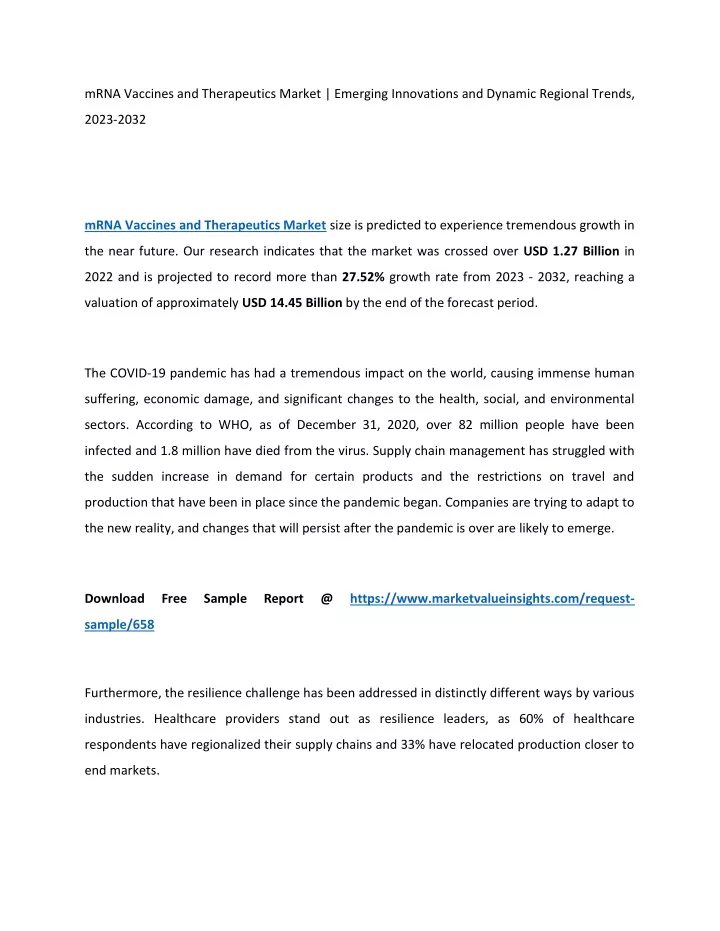 mrna vaccines and therapeutics market emerging