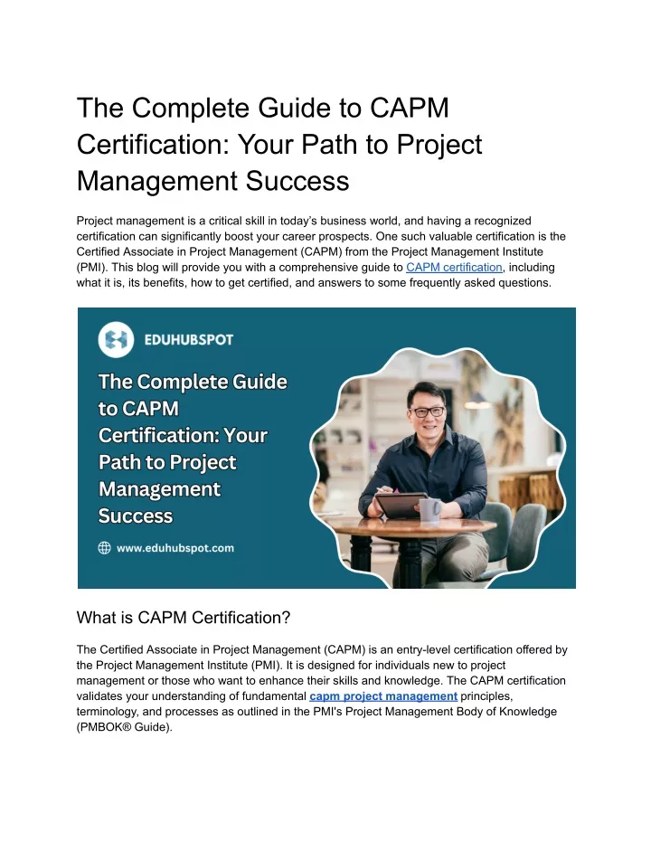 the complete guide to capm certification your