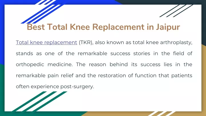 best total knee replacement in jaipur