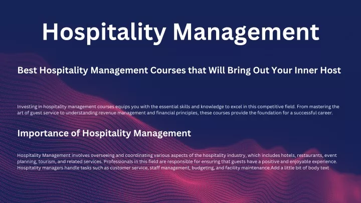 hospitality management