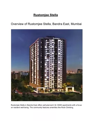 Rustomjee Stella Mumbai | Resale, Price list & Available Apartments for Sale