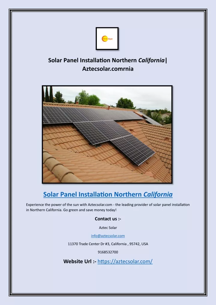 solar panel installation northern california