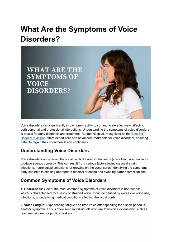 what are the symptoms of voice disorders