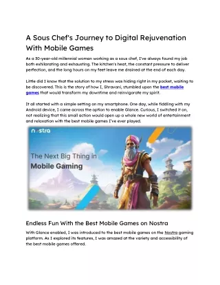 A Sous Chef's Journey to Digital Rejuvenation With Mobile Games