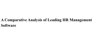 A Comparative Analysis of Leading HR Management Software