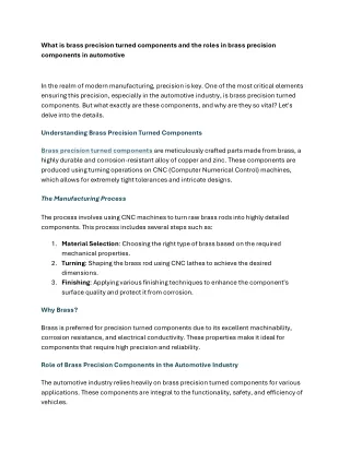 What is brass precision turned components