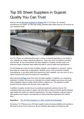 Top SS Sheet Suppliers in Gujarat_ Quality You Can Trust
