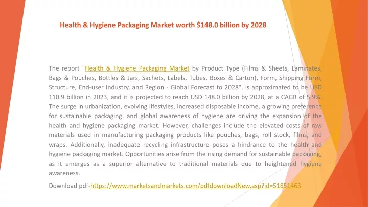 health hygiene packaging market worth 148 0 billion by 2028