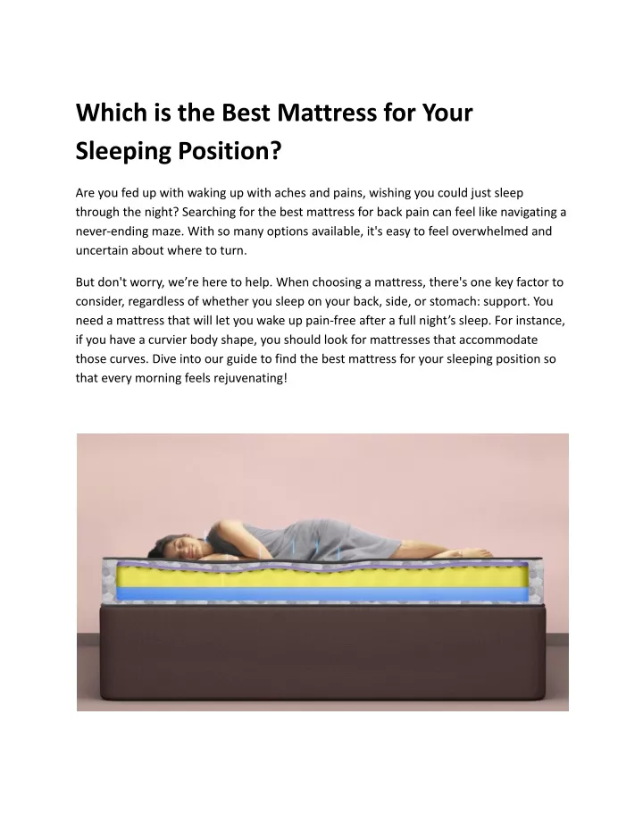 which is the best mattress for your sleeping