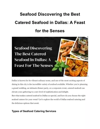 Delicious Seafood Catering Options for Dallas Weddings and Parties