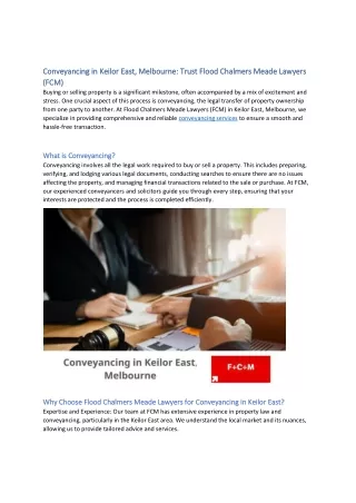 Conveyancing in Keilor East