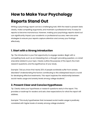 How to Make Your Psychology Reports Stand Out